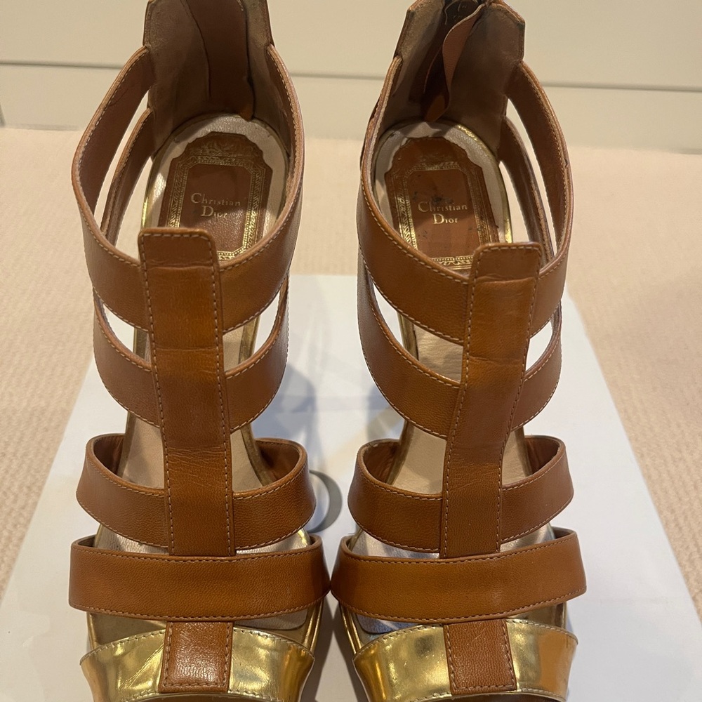 Dior Strappy Sandal. Cognac. Original Box - Picture 3 of 13